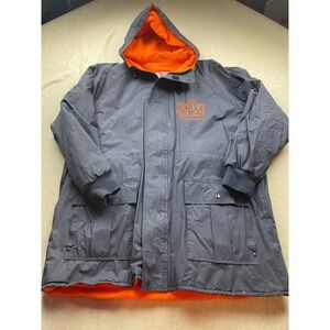 Auburn University Rain Jacket Mens Large Blue Orange Full Zip Hooded Lined